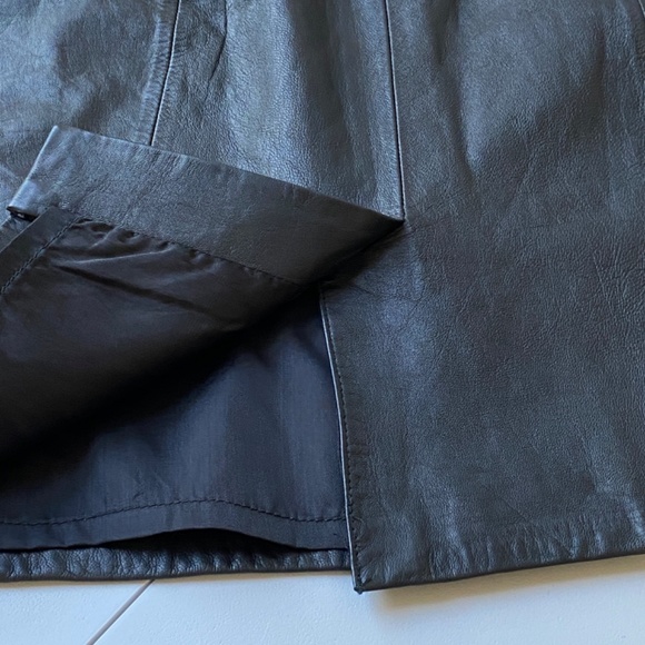 Compagnie Internationale Express Black Leather Skirt Above Knee Womens Size 9/10 - Picture 9 of 9